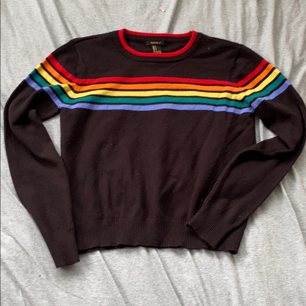 SOLD - Forever 21 Rainbow Varsity Sweater
